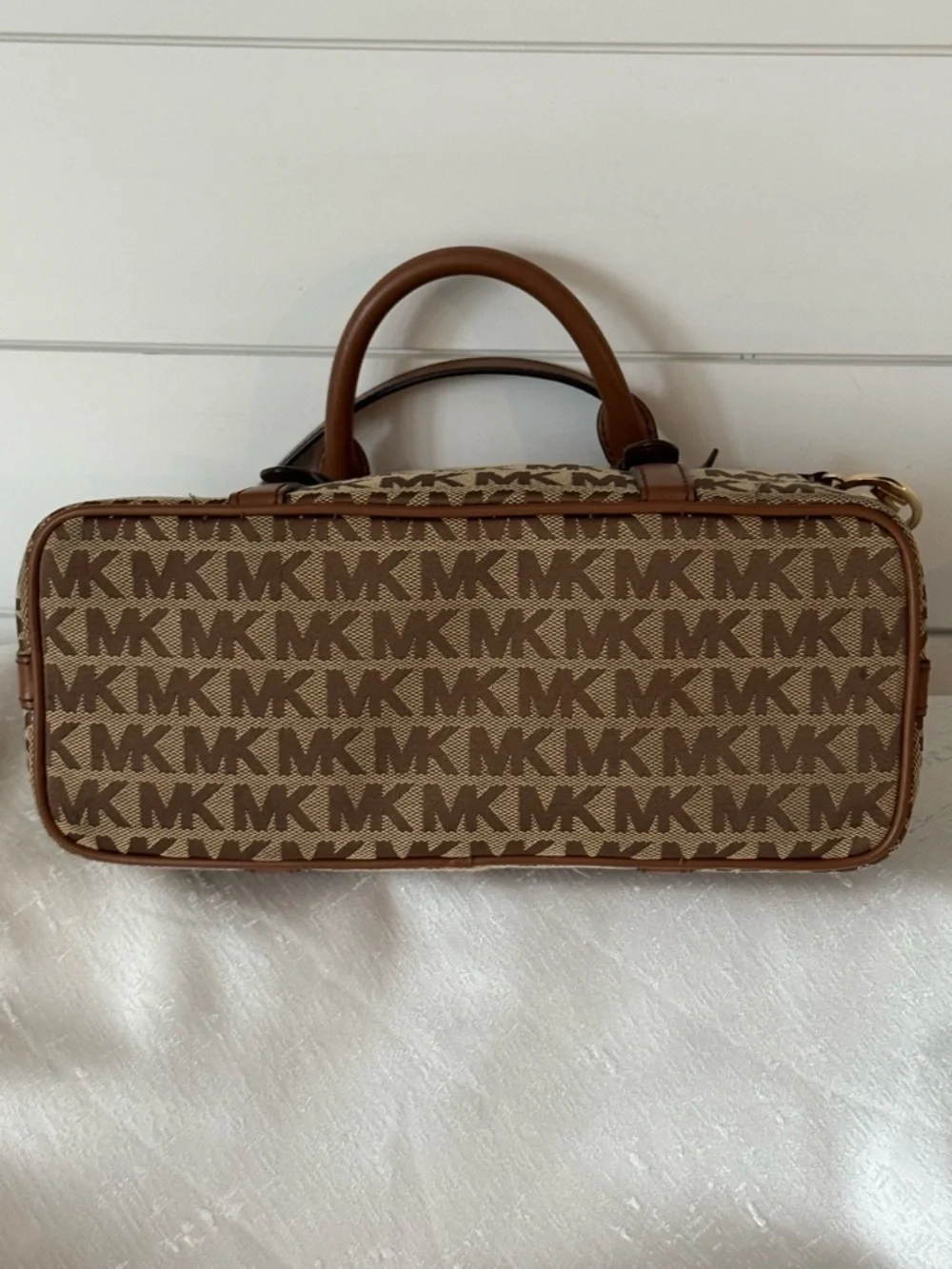Michael Kors Ginger Small Duffle Style Brown Logo-Print Satchel